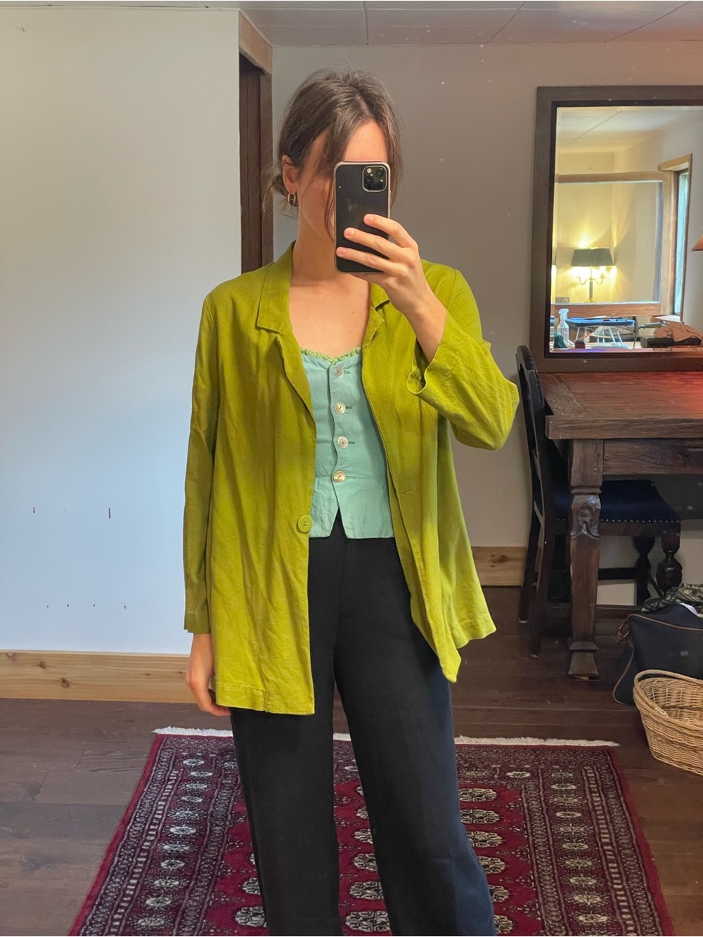 Olive Green Single-Button Blazer